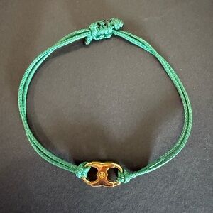 Tory Burch Green and Gold Embrace Ambition Bracelet